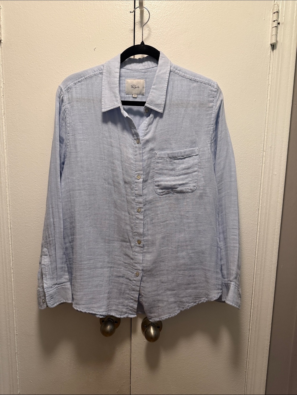 Rails Light Blue Women's Button-Down Linen Shirt